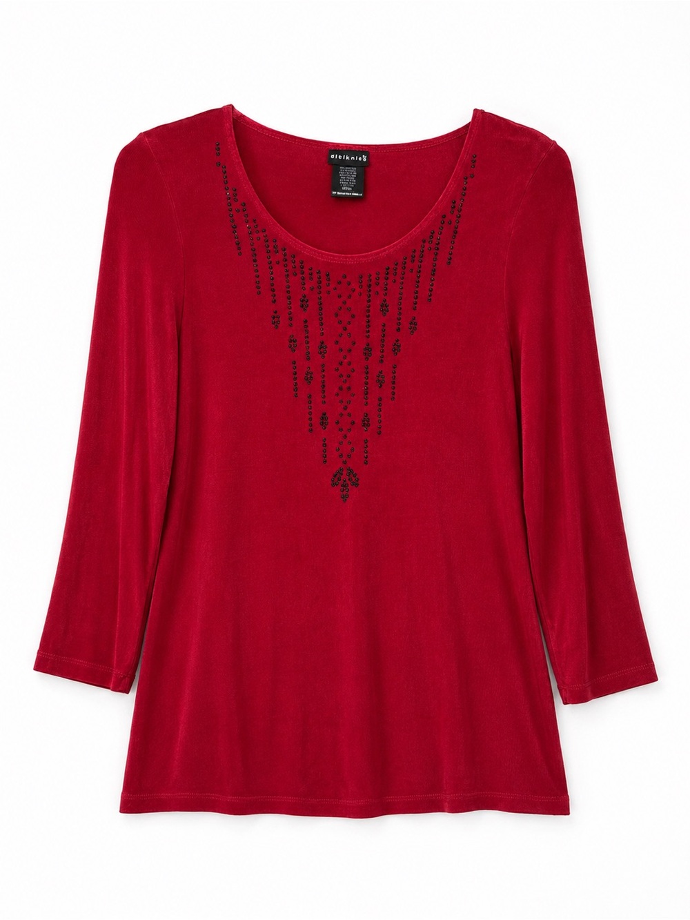 CitiKnits Red Black Beaded Embellished Y2K Top Small